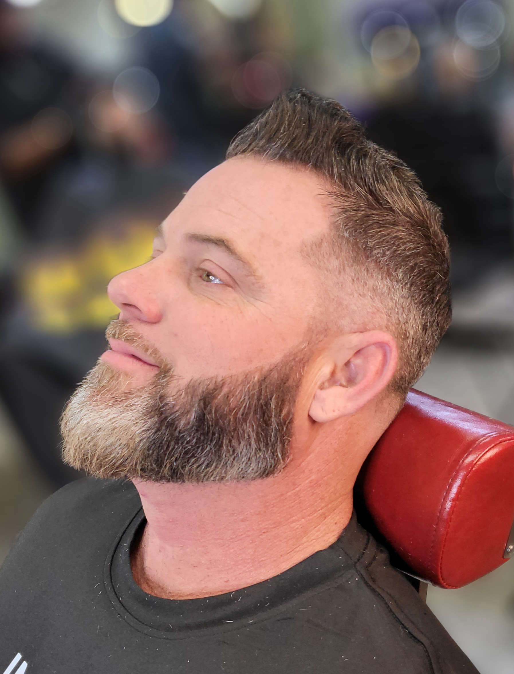 A full beard shaped and lined up
